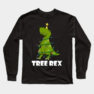 Christmas Tree Rex Trex cute dinosaur Long Sleeve T-Shirt